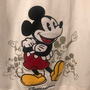 Disneyland Paris Mickey hoodie women 2X white embroidery cotton spell out Mickey